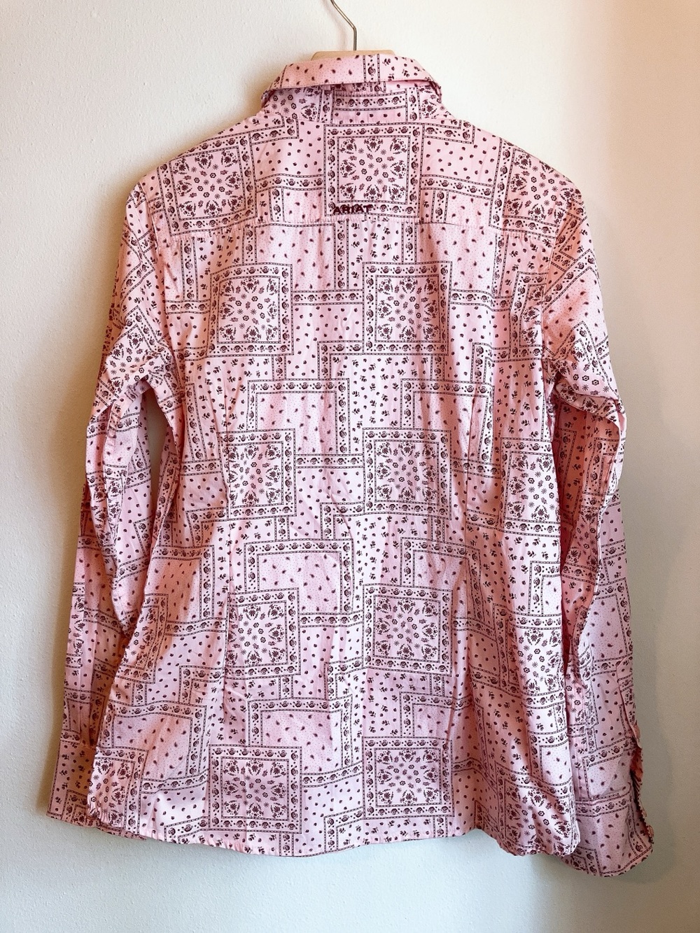 Ariat Longsleeve Button-Down Cotton Shirt Western Paisley Patchwork Print Medium - Picture 5 of 10